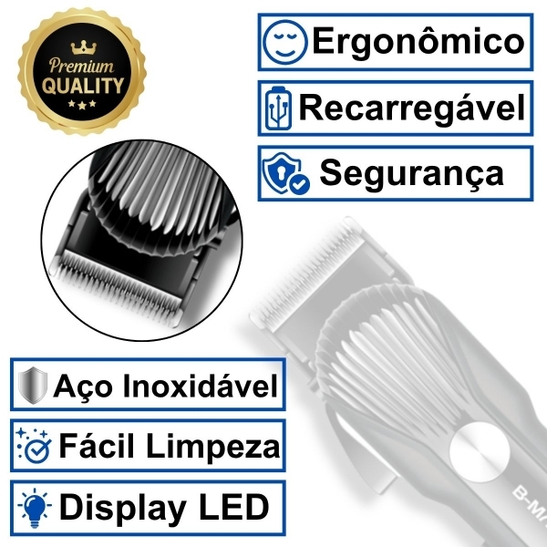 Kit Maquina Profissional Cortar Cabelo Acabamento Aparador Preto