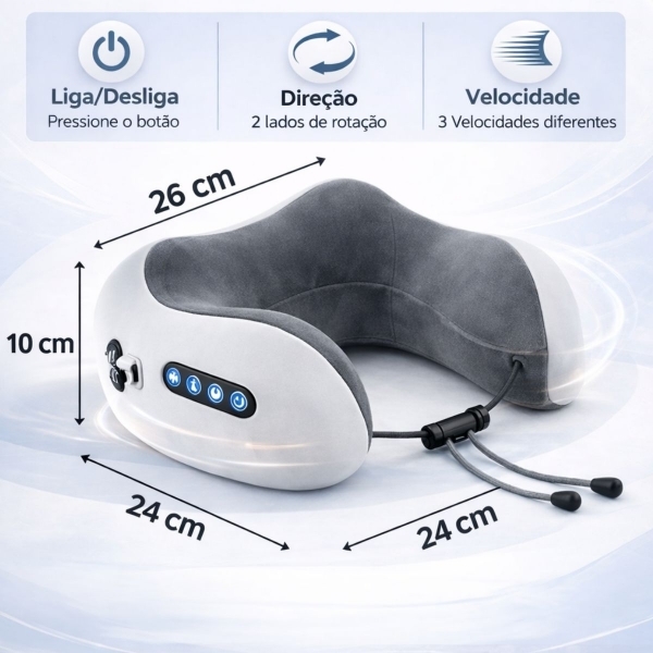 Almofada Massageador Para pescoço - Cinza