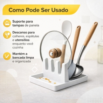Suporte Descanso Tampa Panela Utensílios Organizador Cozinha