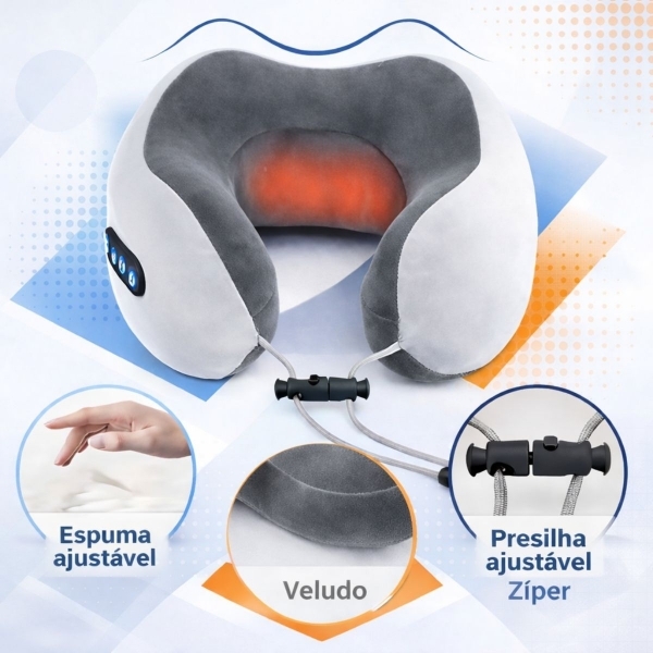 Almofada Massageador Para pescoço - Cinza