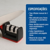 Afiador amolador facas e laminas 3 em 1 profissional
