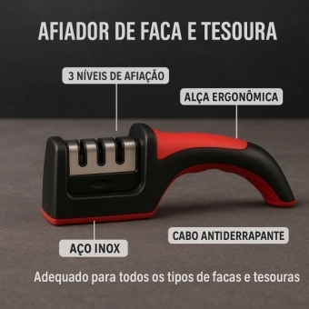 Afiador amolador facas e laminas 3 em 1 profissional
