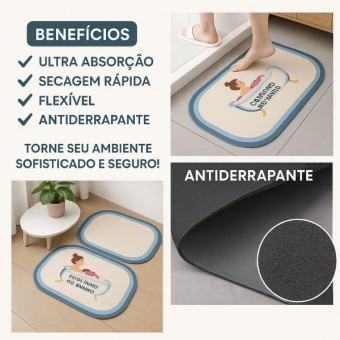 Kit 2 Tapetes Impermeável Antiderrapante Banheiro Cozinha