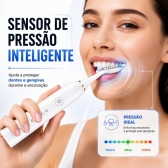 Escova Elétrica Sônica Recarregável USB IPX7 6 Modos + 4 Refis - Branco