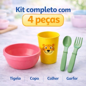 Kit Alimentação Infantil 4 Peças Bebê Livre BPA 0 a 24 Meses