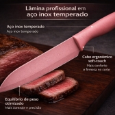 Kit Facas Cozinha 6 Peças Com Afiador Descascador Tesoura