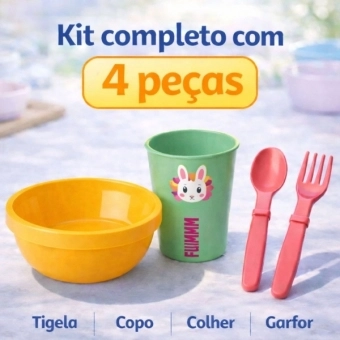 Kit Alimentação Infantil 4 Peças Bebê Livre BPA 0 a 24 Meses