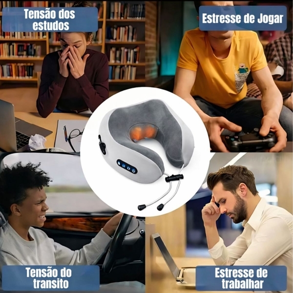 Almofada Massageador Para pescoço - Cinza