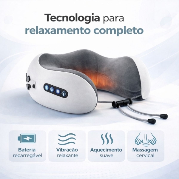 Almofada Massageador Para pescoço - Cinza