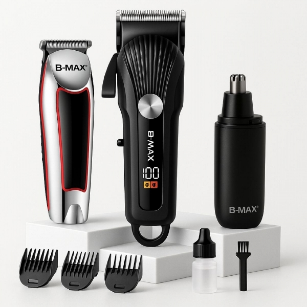 Kit Maquina Profissional Cortar Cabelo Acabamento Aparador Preto