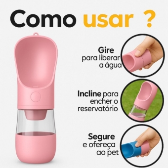 Garrafa Portátil Pet 2 em 1 Água e Ração 370ml Passeio