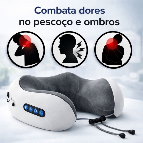 Almofada Massageador Para pescoço - Cinza