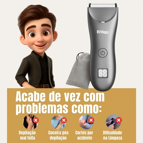 Depilador Masculino Partes Intimas Portátil À Prova D´ Água - Preto